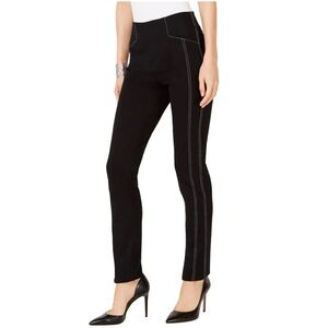 INC International Concepts Black Straight Leg Pants White Contrast Stitch Size 8